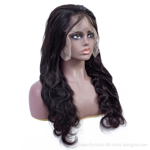 Henan factory wholesale 150% Density Body Wave Indian Virgin Remy Human Hair Lace Front Wig